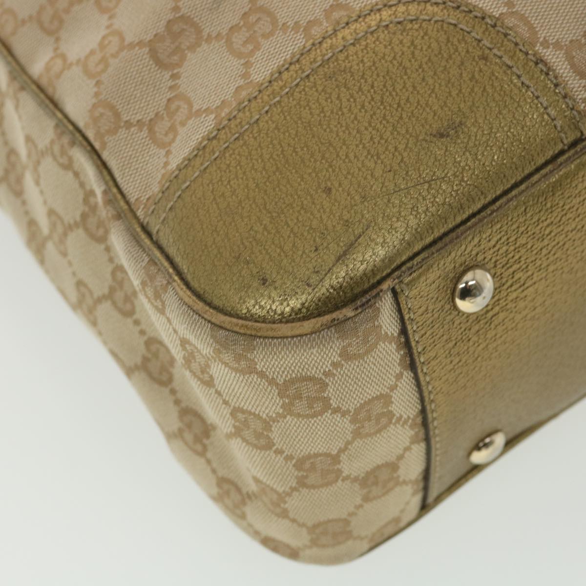 GUCCI GG Canvas Shoulder Bag Beige Gold 163805  38395