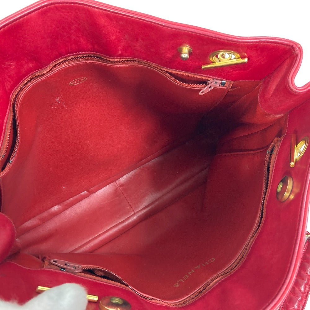 CHANEL Shoulder Bag leather Red vintage quilting matelasse Women Used