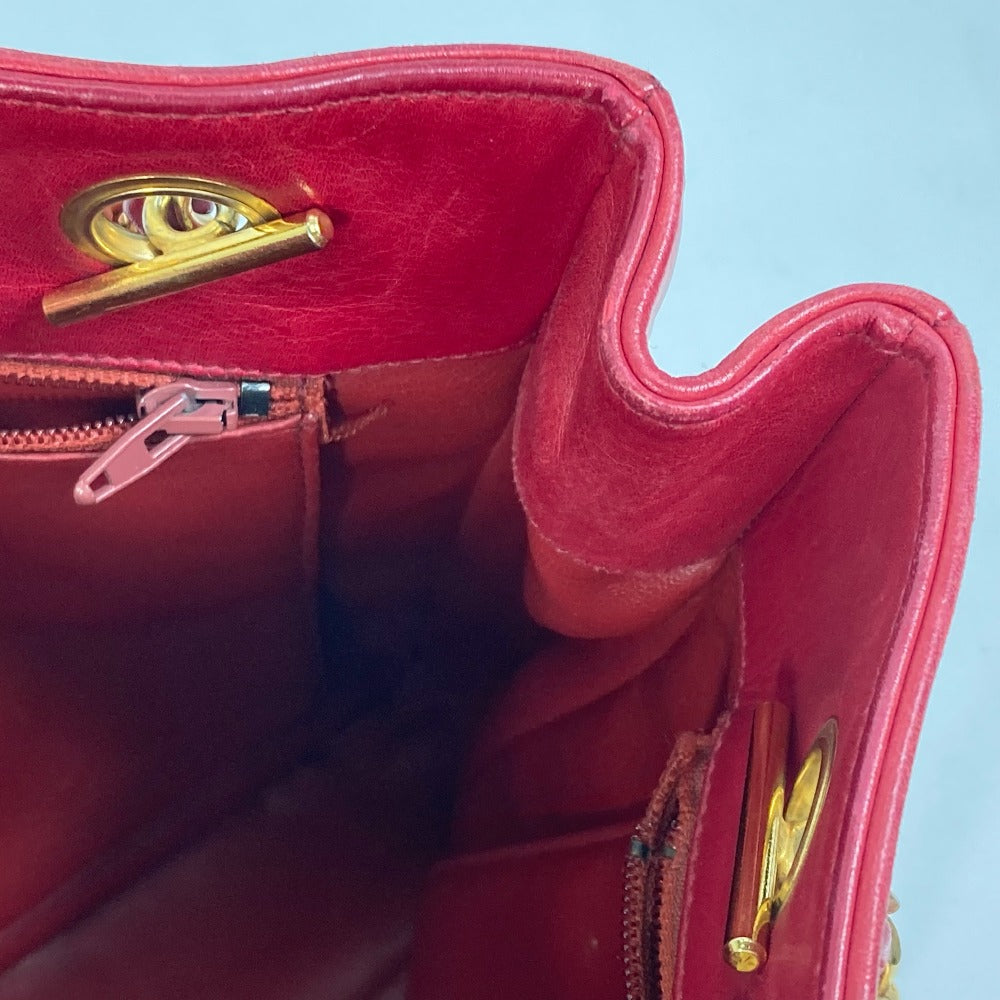 CHANEL Shoulder Bag leather Red vintage quilting matelasse Women Used