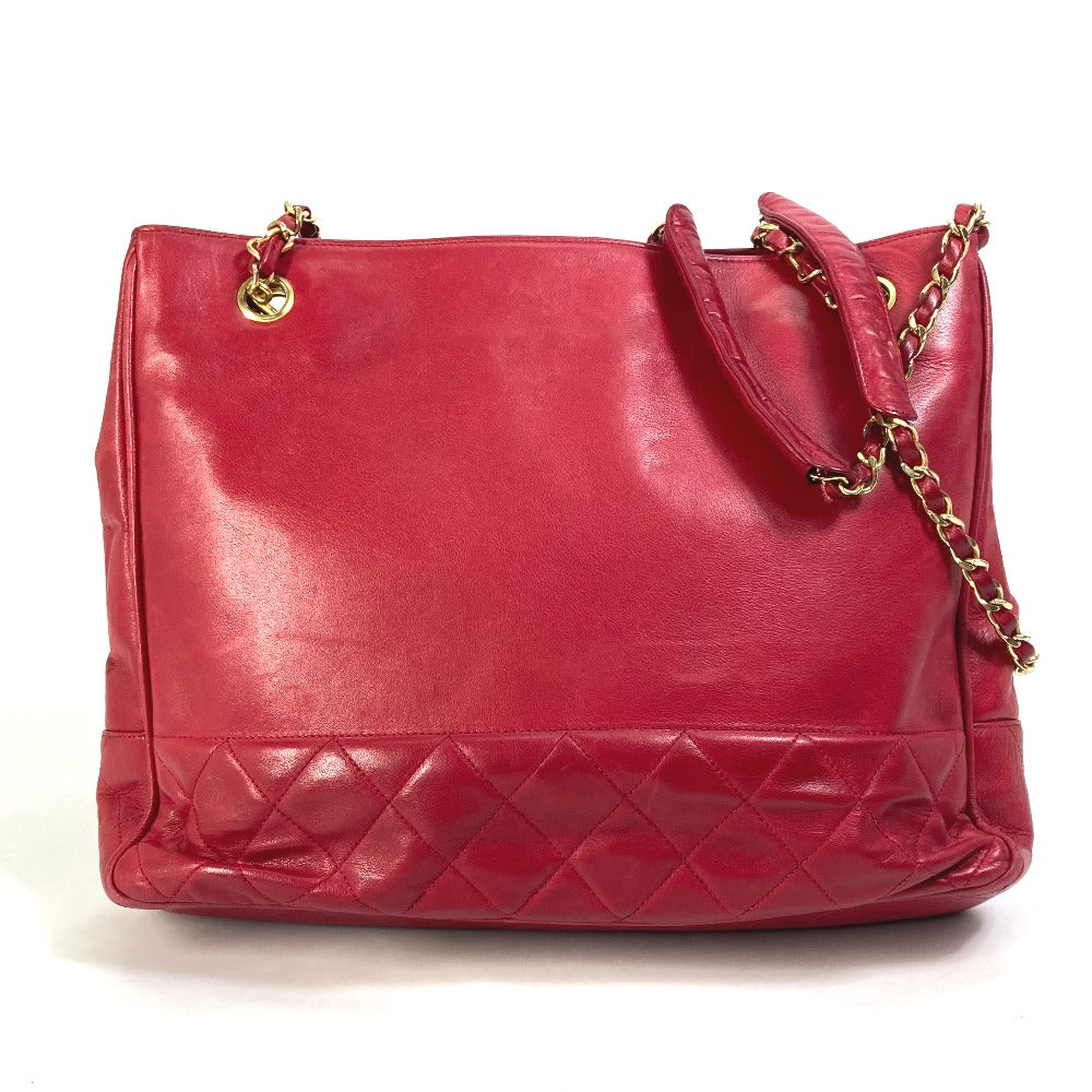CHANEL Shoulder Bag leather Red vintage quilting matelasse Women Used