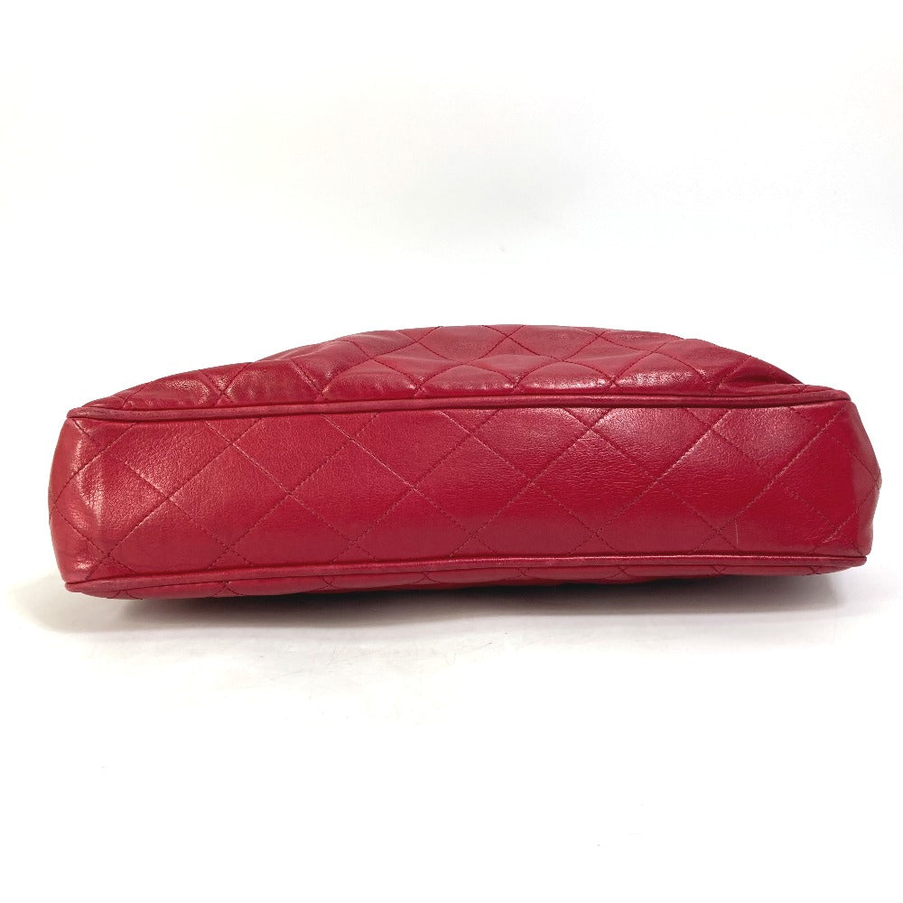CHANEL Shoulder Bag leather Red vintage quilting matelasse Women Used