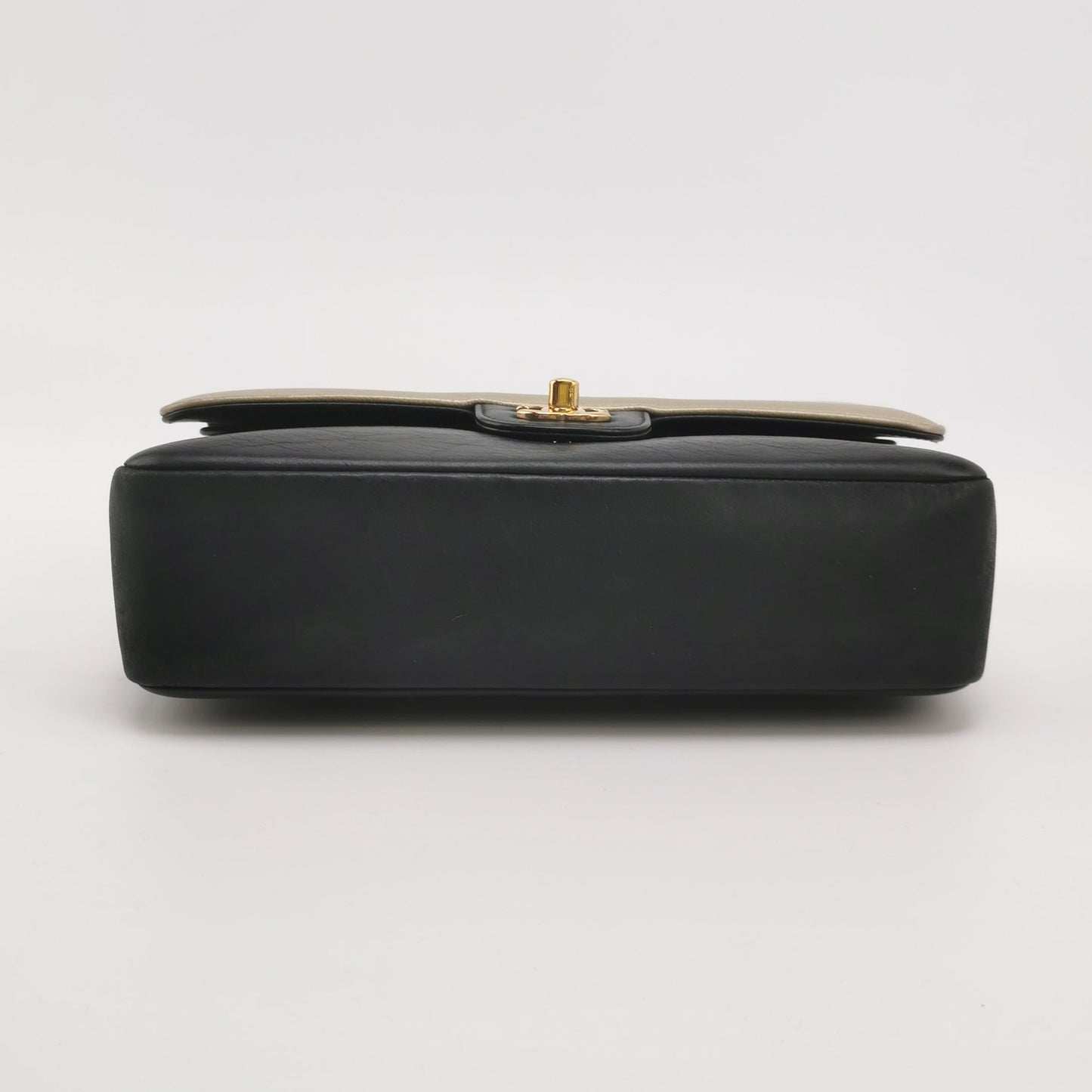 Chanel Classic Flap Gold and Black Calfskin Leather Gold-tone Hardware Shoulder Bag