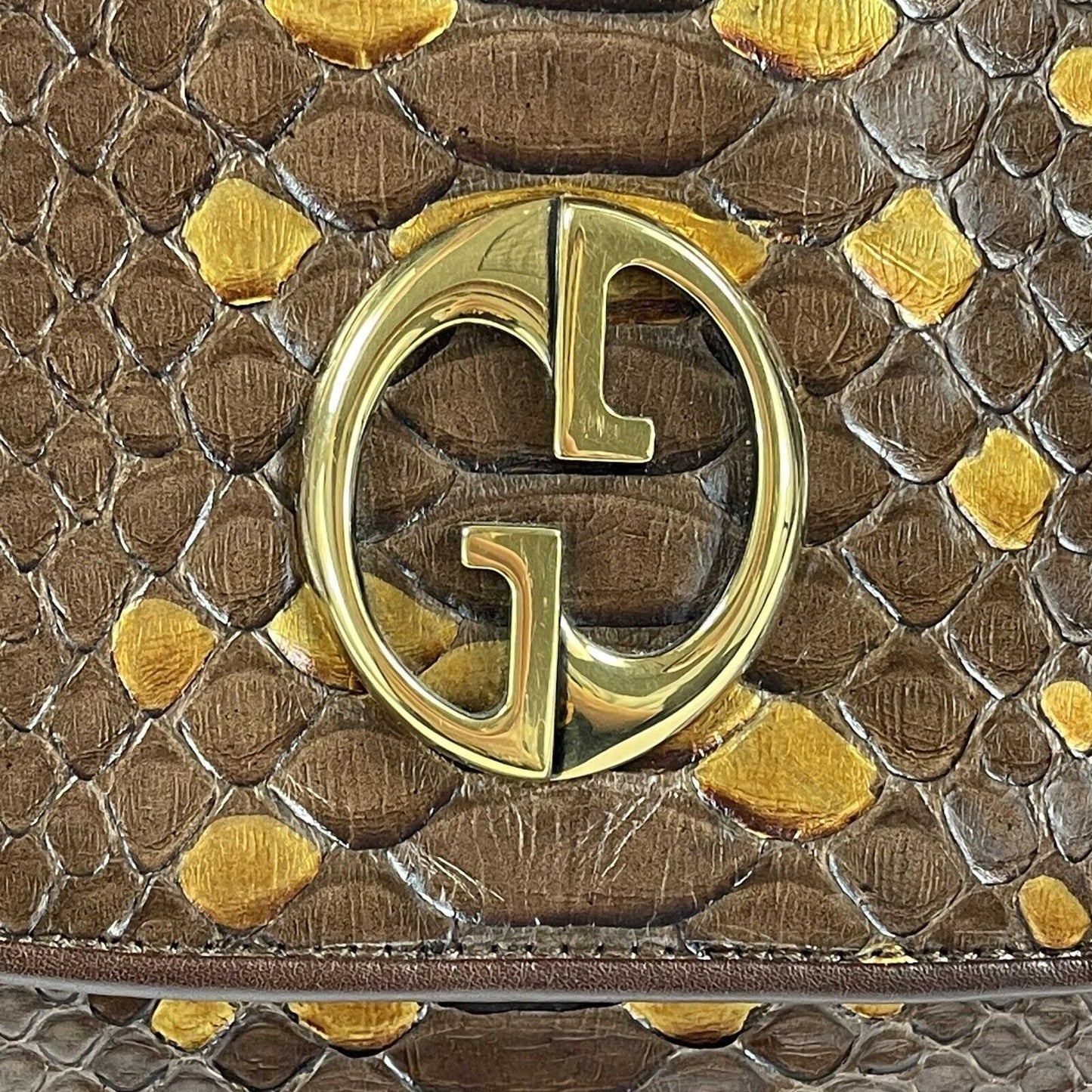 GUCCI - 1973 Python Metallic Accent Shoulder Bag