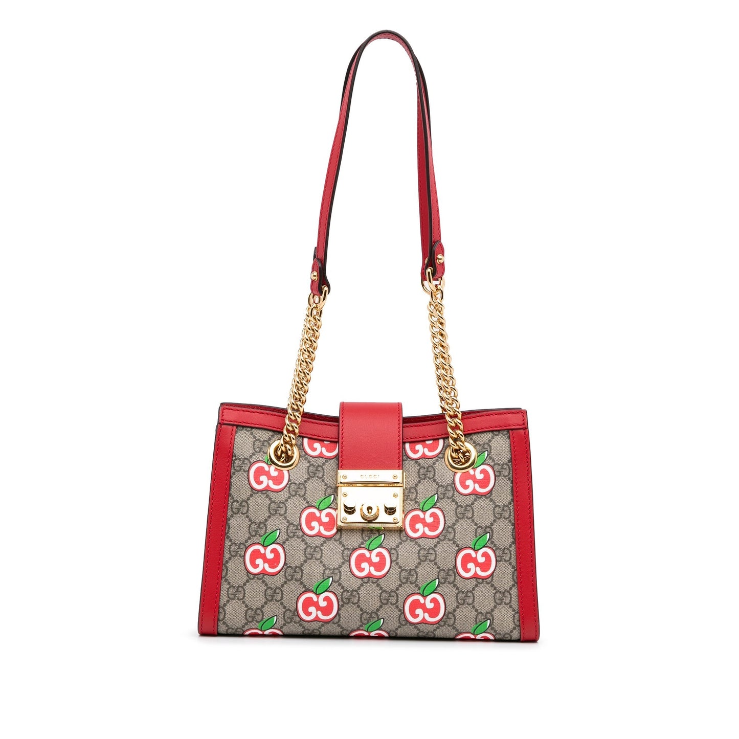 Brown Gucci GG Supreme Apple Padlock Tote
