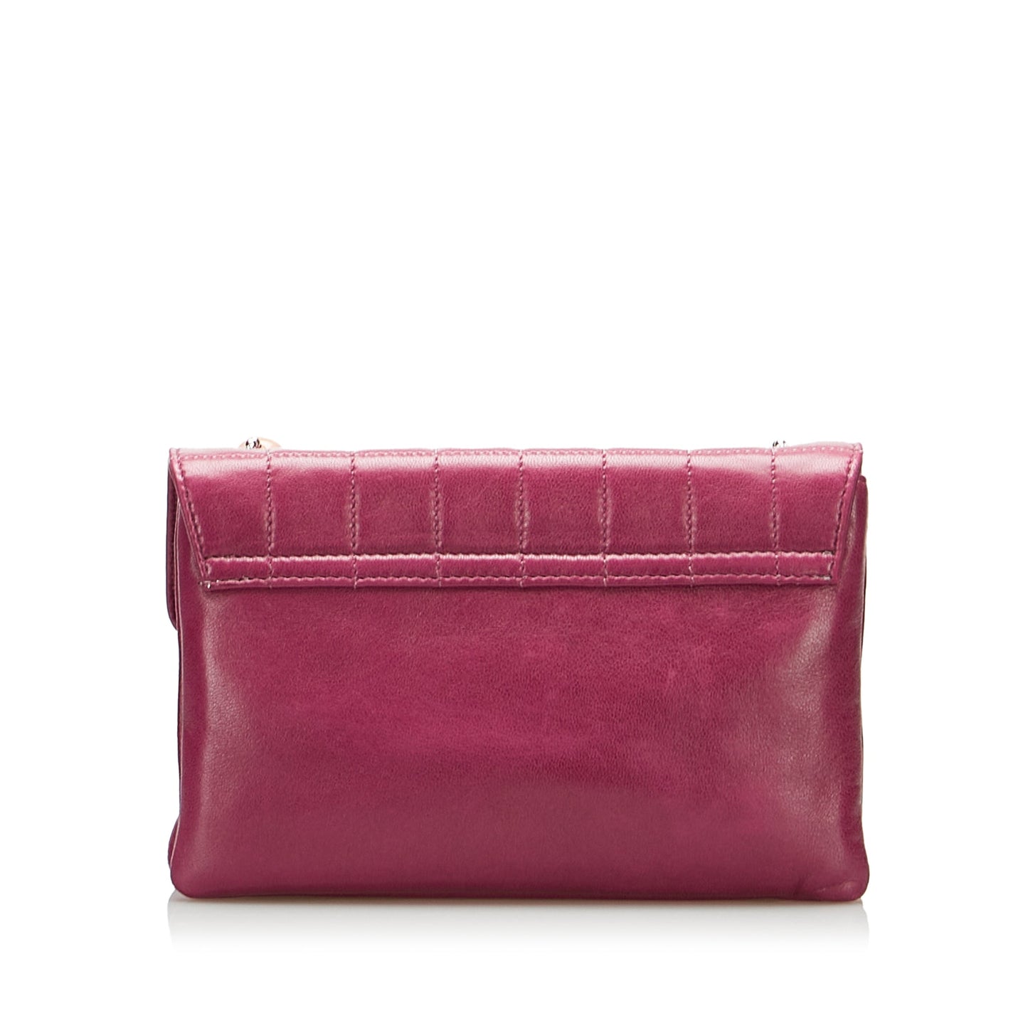 Magenta Chanel Square Quilted Lambskin Beaded Chain Shoulder Bag