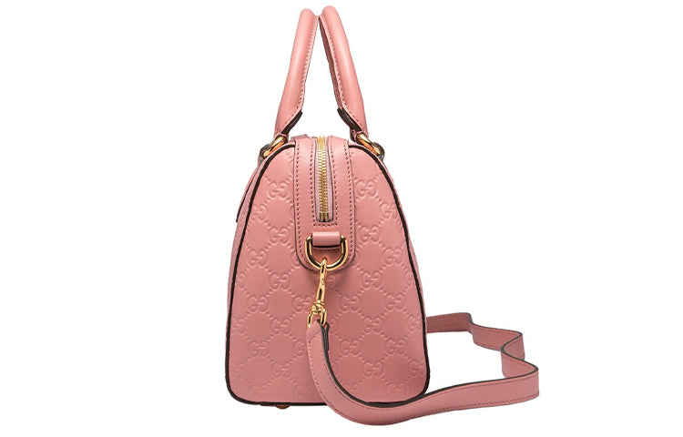 (WMNS) Gucci Logo Embossing Leather Boston handBag Pink Classic 453573-DMT1G-5812