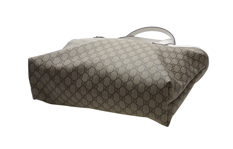 (WMNS) Gucci Logo Leather Logo Canvas Large Capacity Tote Shoulder Bag Ebony / White HandBag 211137-KGDHR-9761