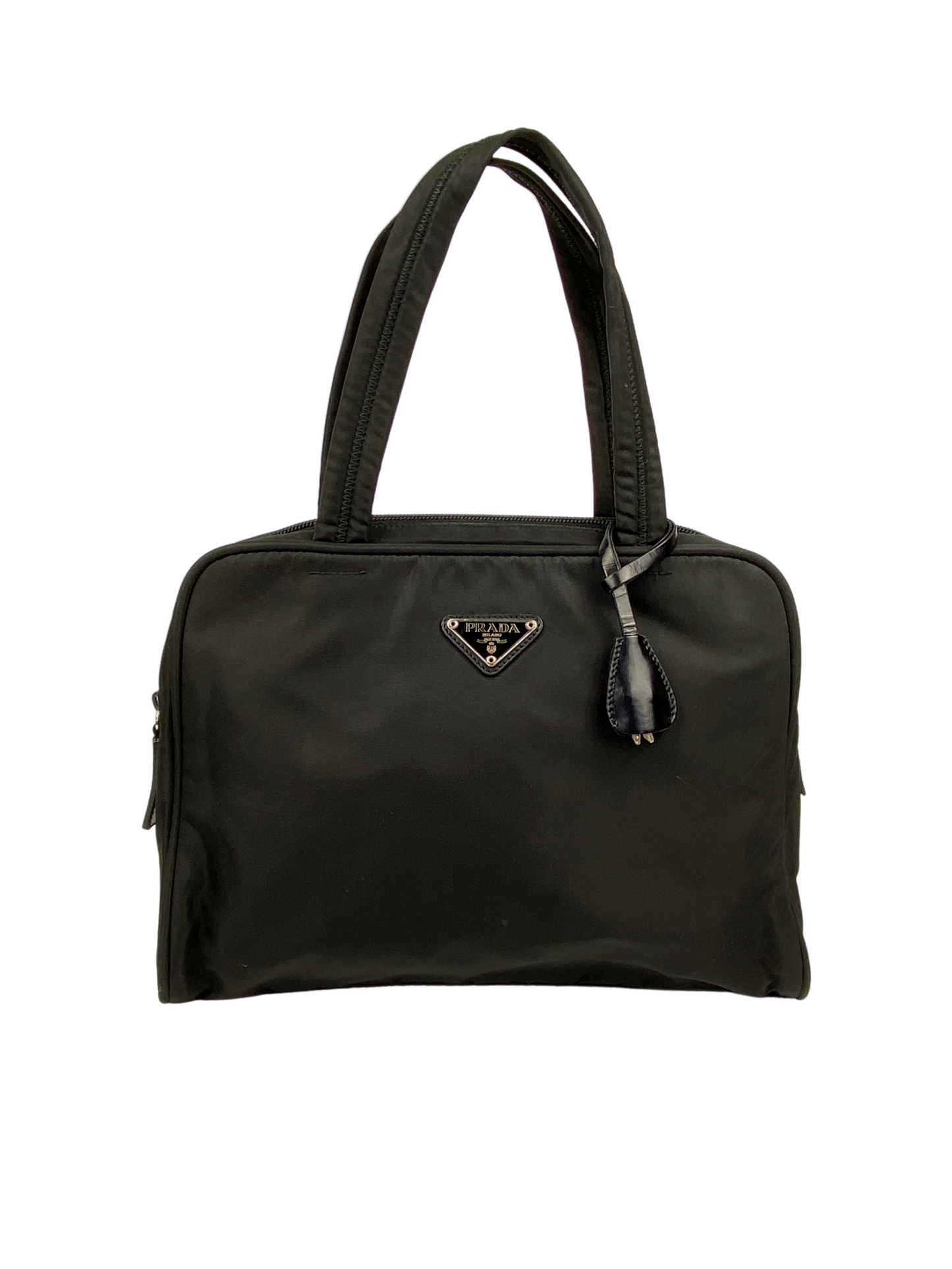 PRADA - VINTAGE BLACK NYLON LOCK & KEY TOTE BAG