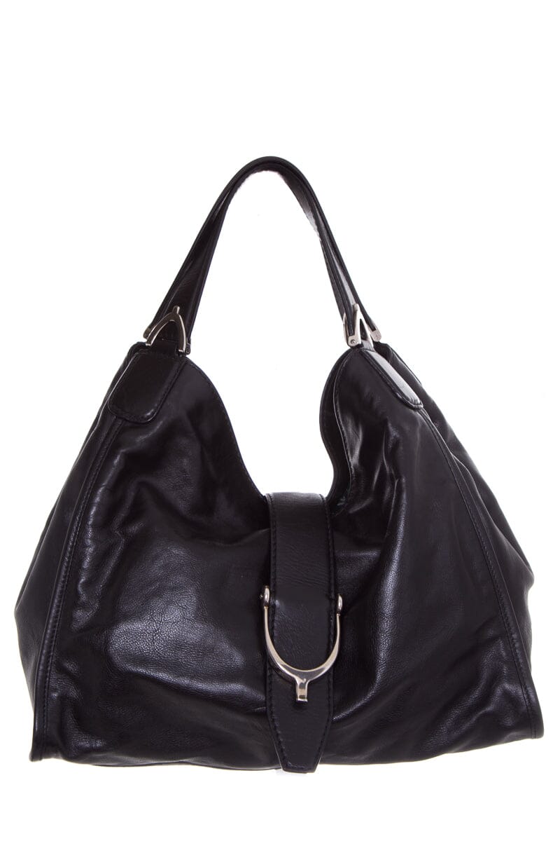 Gucci Black Leather D-Ring Tote