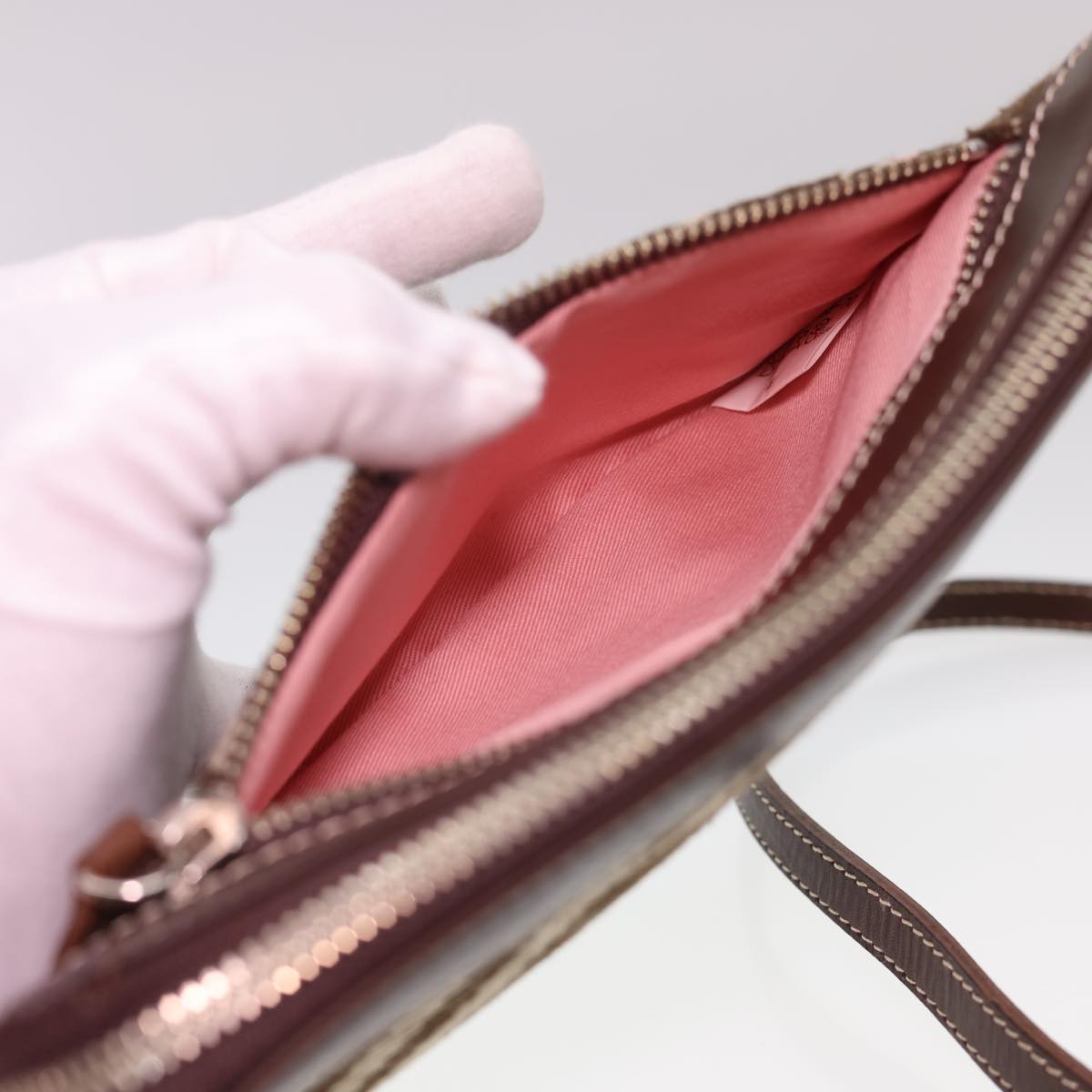 Burberry Nova Check Blue Label Shoulder Bag Canvas Brown Auth 40095