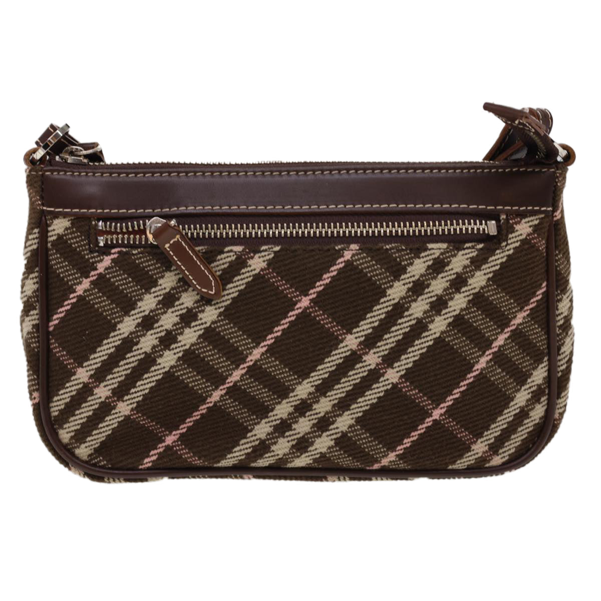 Burberry Nova Check Blue Label Shoulder Bag Canvas Brown Auth 40095