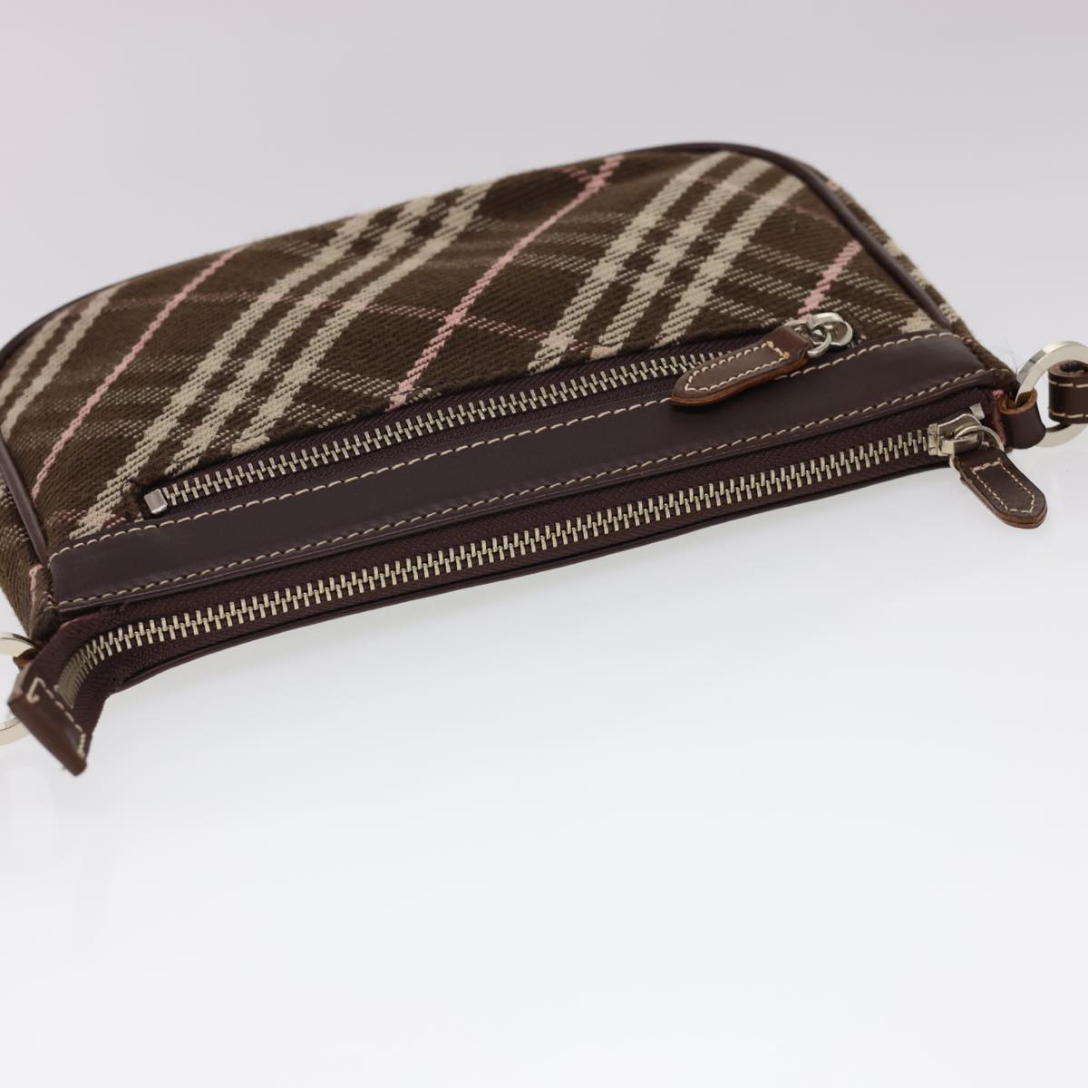 Burberry Nova Check Blue Label Shoulder Bag Canvas Brown Auth 40095