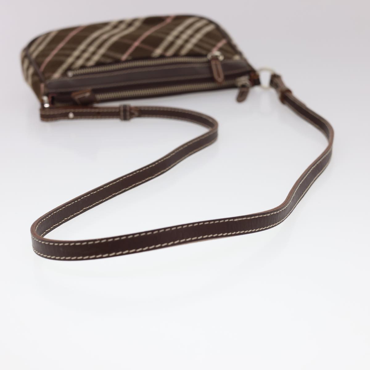 Burberry Nova Check Blue Label Shoulder Bag Canvas Brown Auth 40095