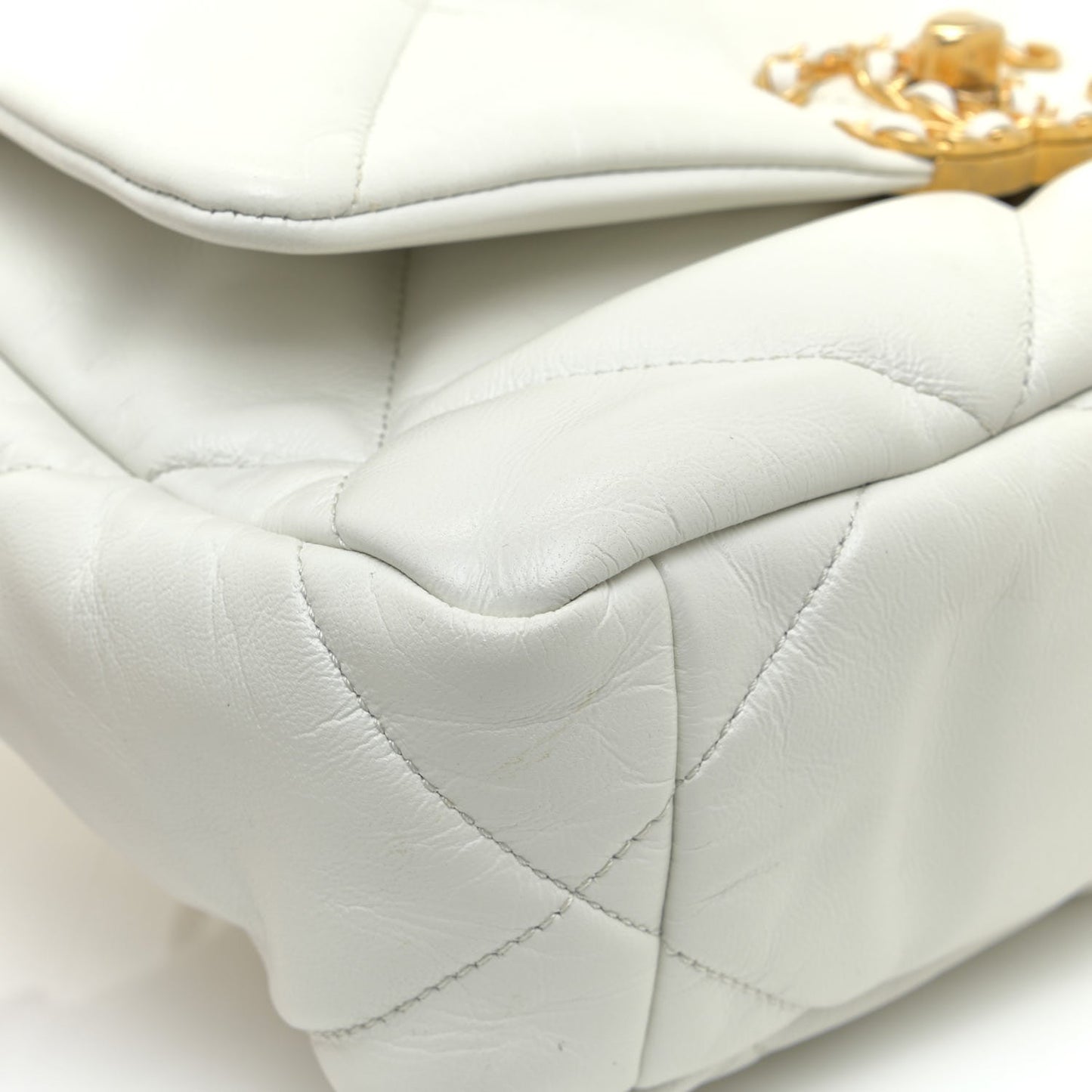 Chanel Lambskin Quilted Medium Chanel 19 Flap White Bag