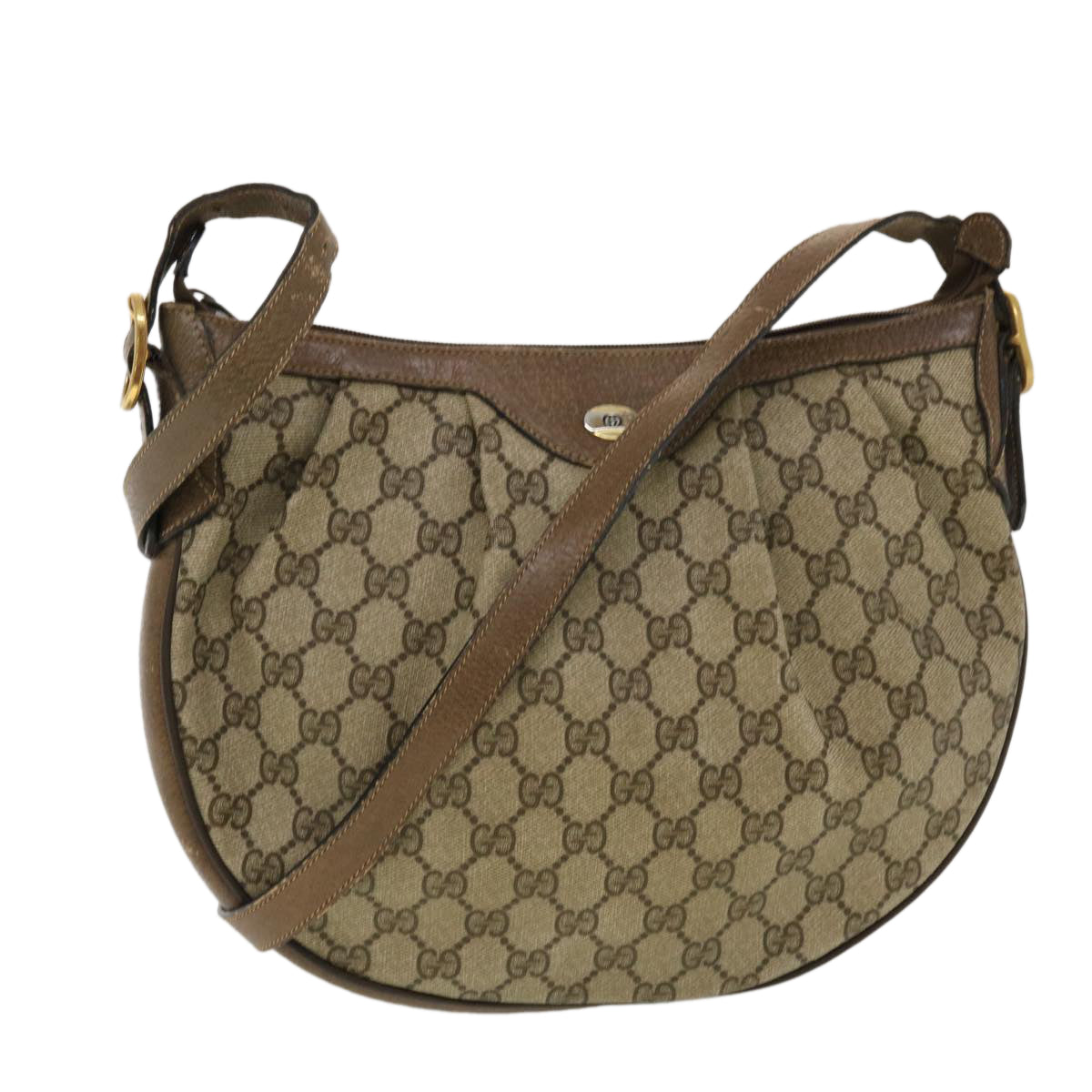 GUCCI GG Canvas Shoulder Bag PVC Leather Beige 41.02.058  43239