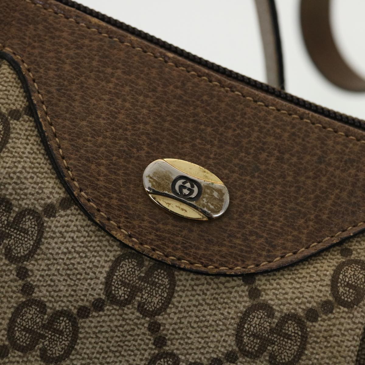 GUCCI GG Canvas Shoulder Bag PVC Leather Beige 41.02.058  43239
