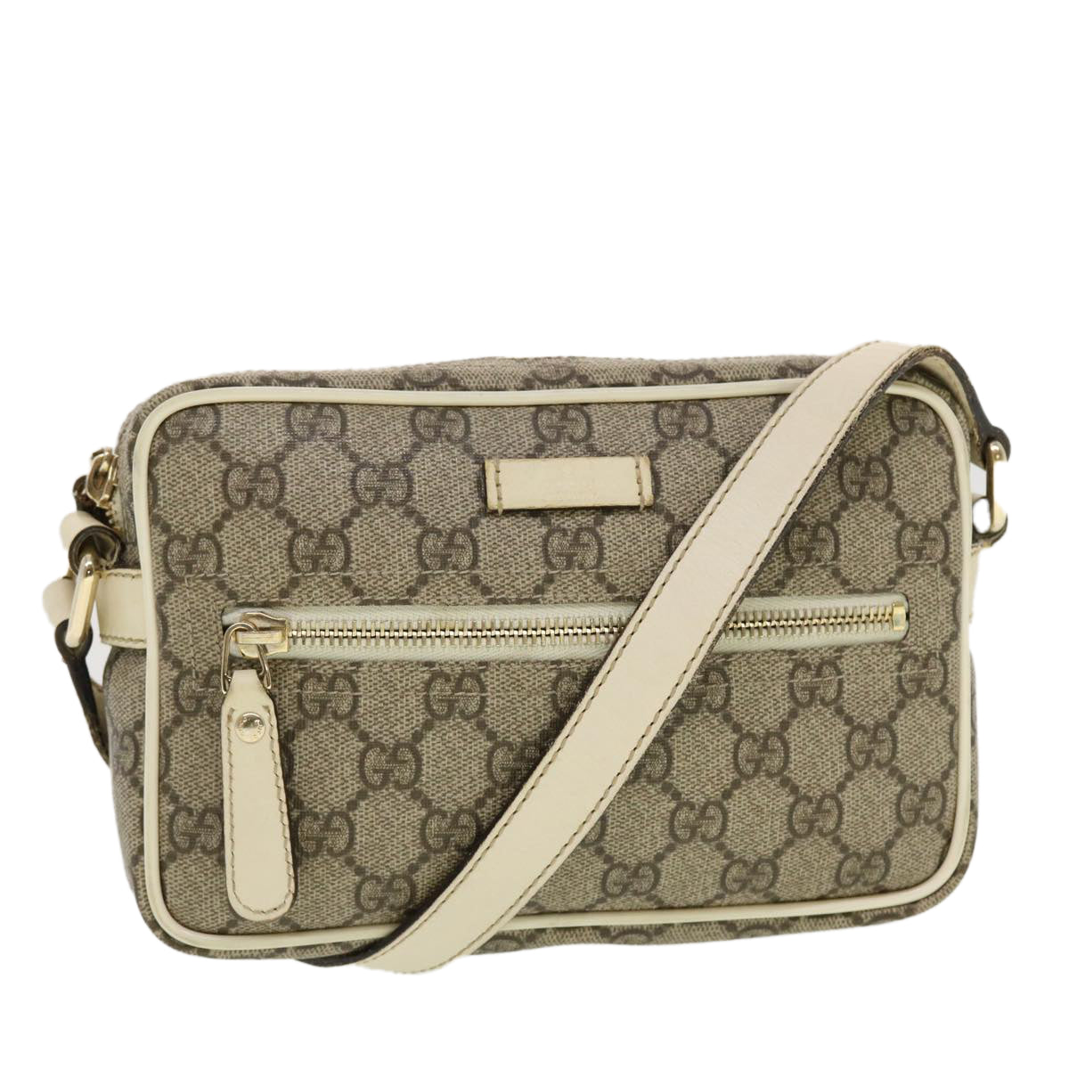 GUCCI GG Canvas Shoulder Bag PVC Leather Beige 201447  43748