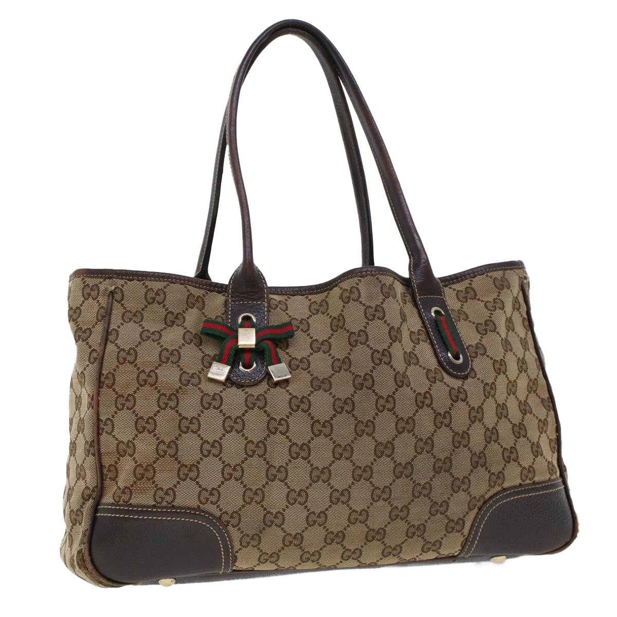 GUCCI GG Canvas Web Sherry Line Shoulder Bag Beige Red Green 163805  43883