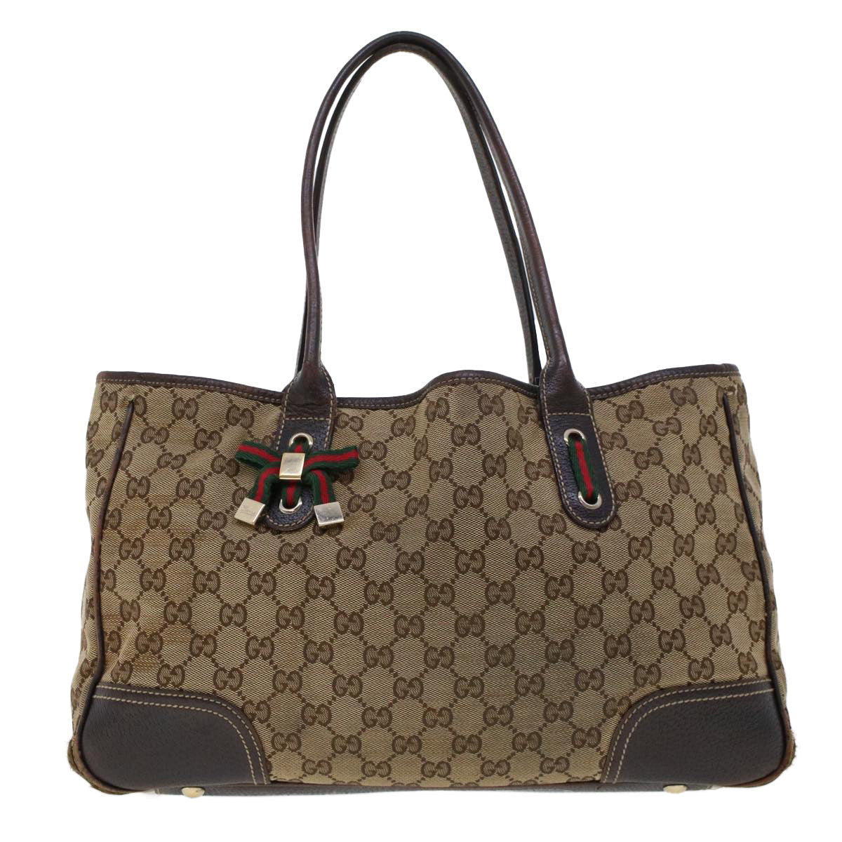 GUCCI GG Canvas Web Sherry Line Shoulder Bag Beige Red Green 163805  43883