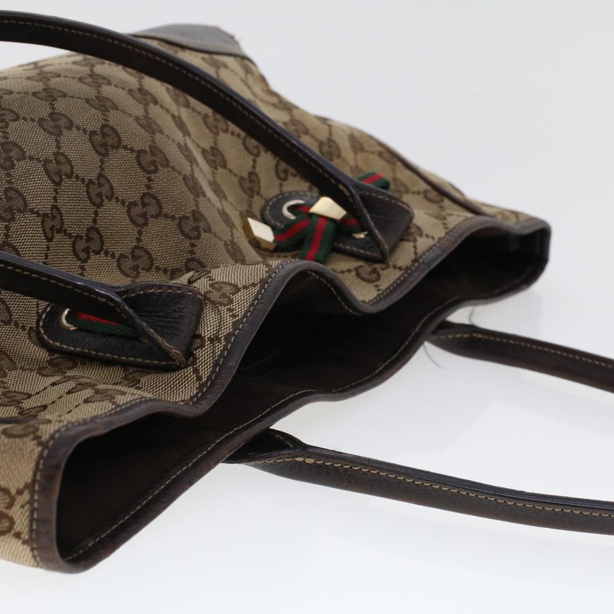 GUCCI GG Canvas Web Sherry Line Shoulder Bag Beige Red Green 163805  43883
