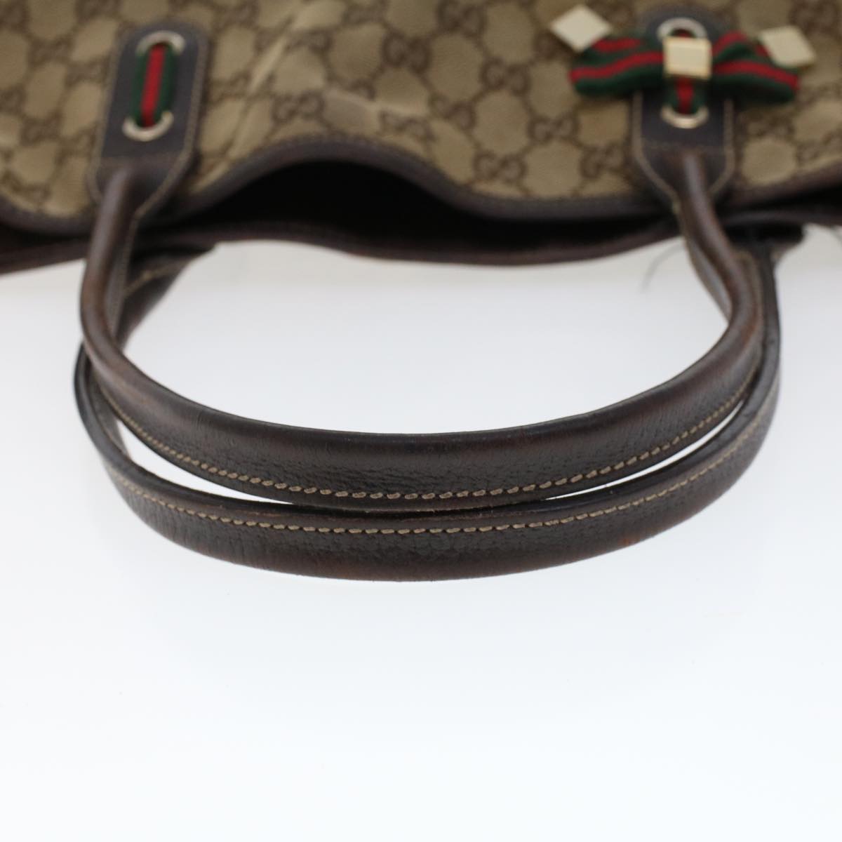 GUCCI GG Canvas Web Sherry Line Shoulder Bag Beige Red Green 163805  43883