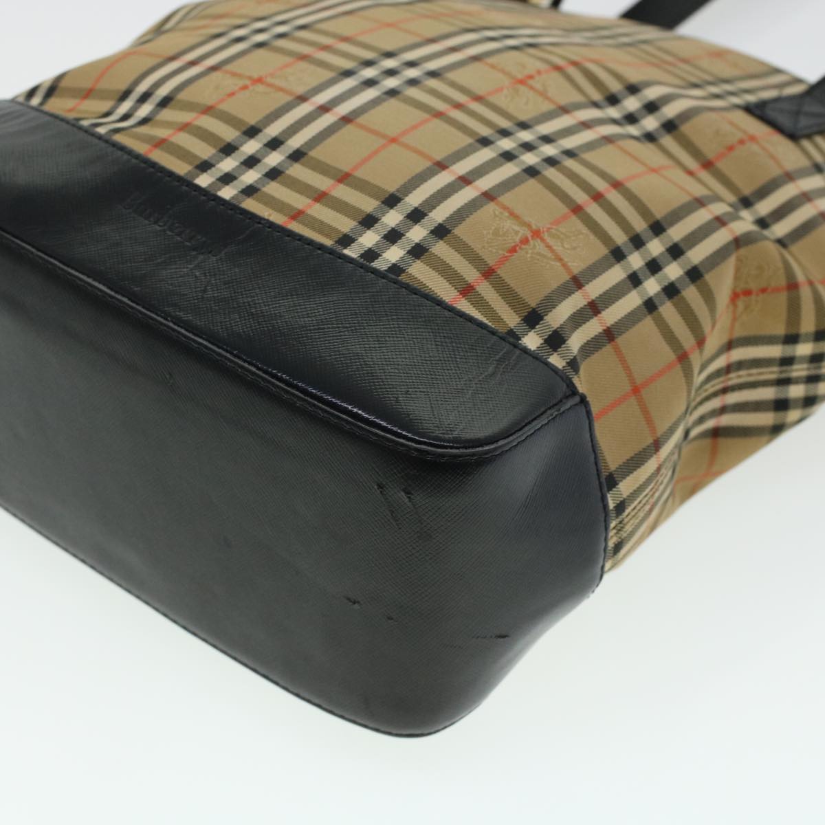 Burberry Shoulder Bag PVC Leather Beige Brown Auth 44154
