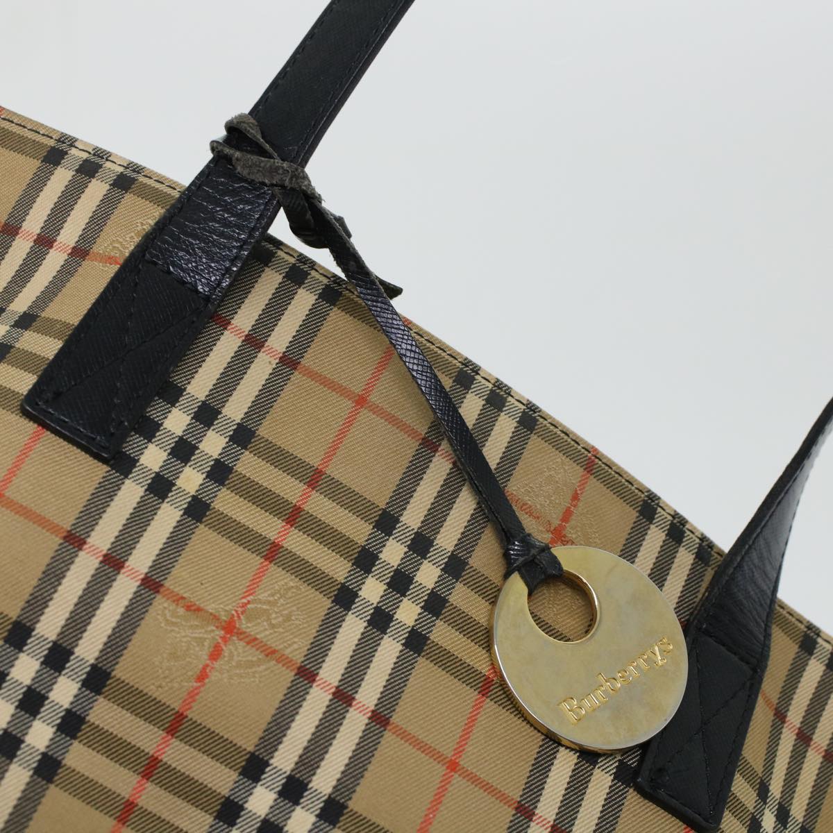Burberry Shoulder Bag PVC Leather Beige Brown Auth 44154