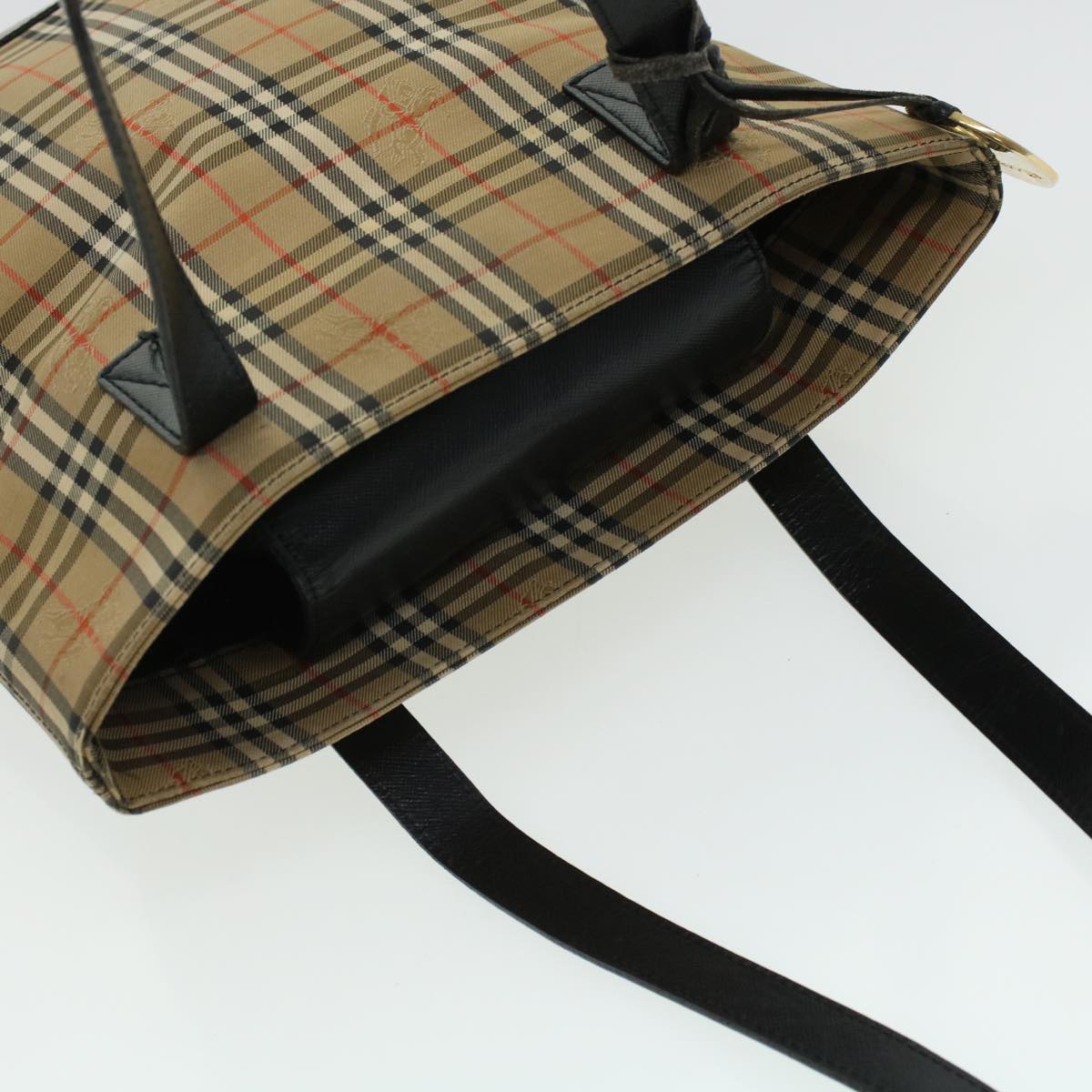 Burberry Shoulder Bag PVC Leather Beige Brown Auth 44154