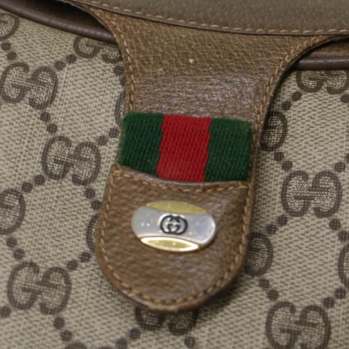 GUCCI GG Canvas Web Sherry Line Shoulder Bag Beige Red 10.02.056  44259