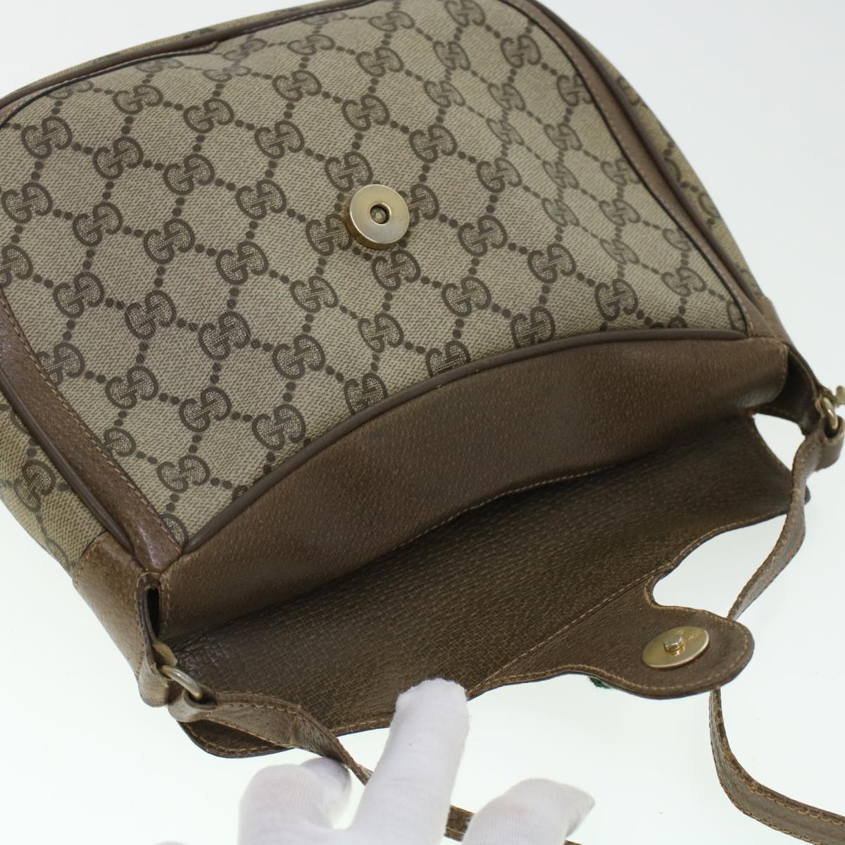 GUCCI GG Canvas Web Sherry Line Shoulder Bag Beige Red 10.02.056  44259