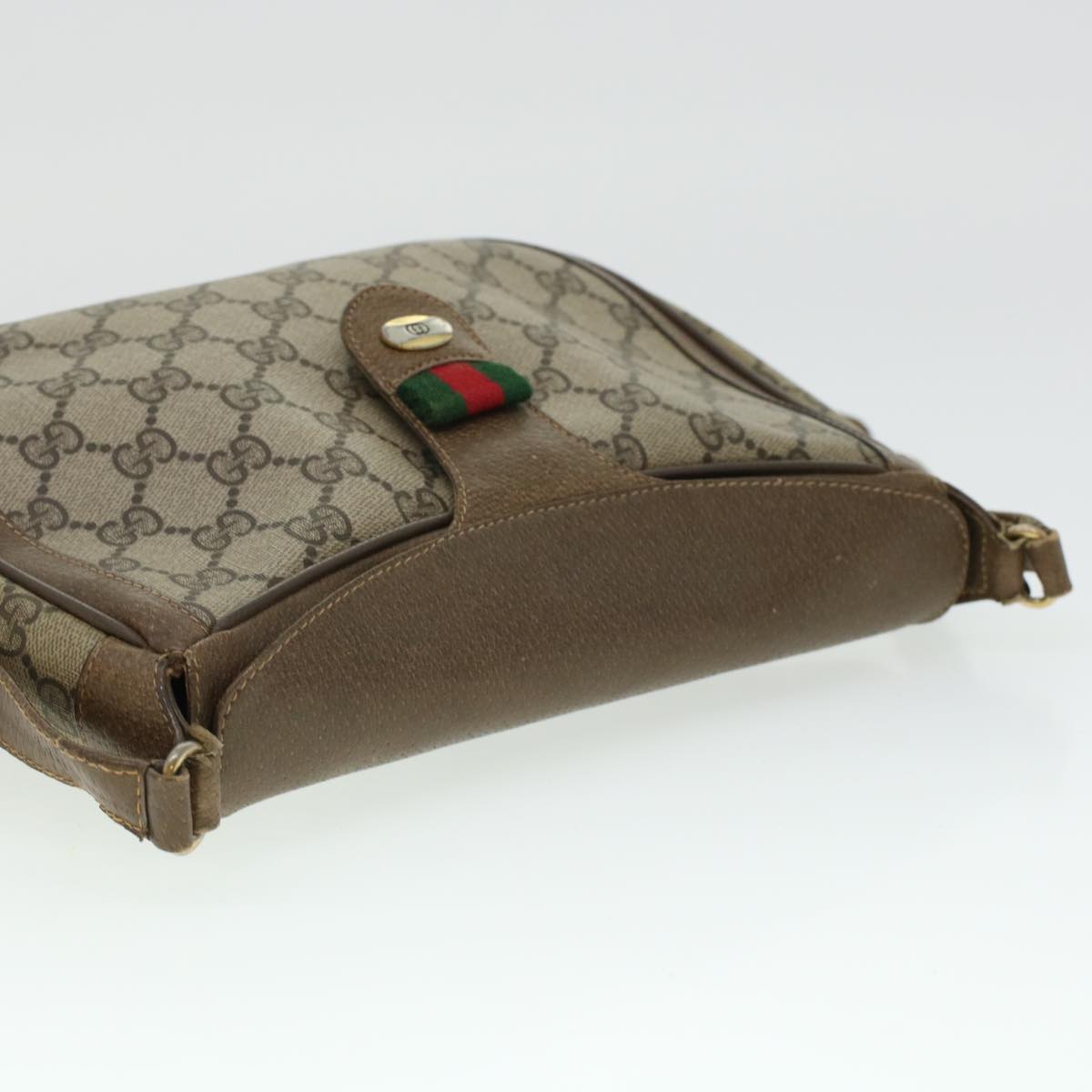 GUCCI GG Canvas Web Sherry Line Shoulder Bag Beige Red 10.02.056  44259