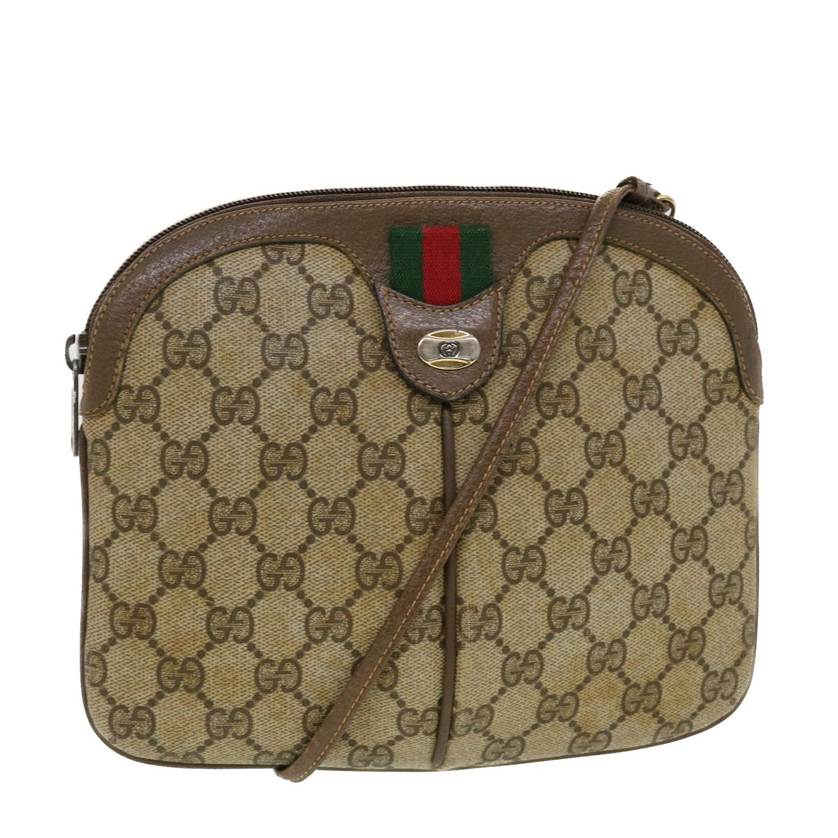 GUCCI GG Canvas Web Sherry Line Shoulder Bag Beige Red 904.02.047  44304