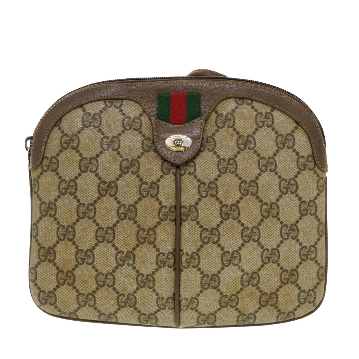 GUCCI GG Canvas Web Sherry Line Shoulder Bag Beige Red 904.02.047  44304