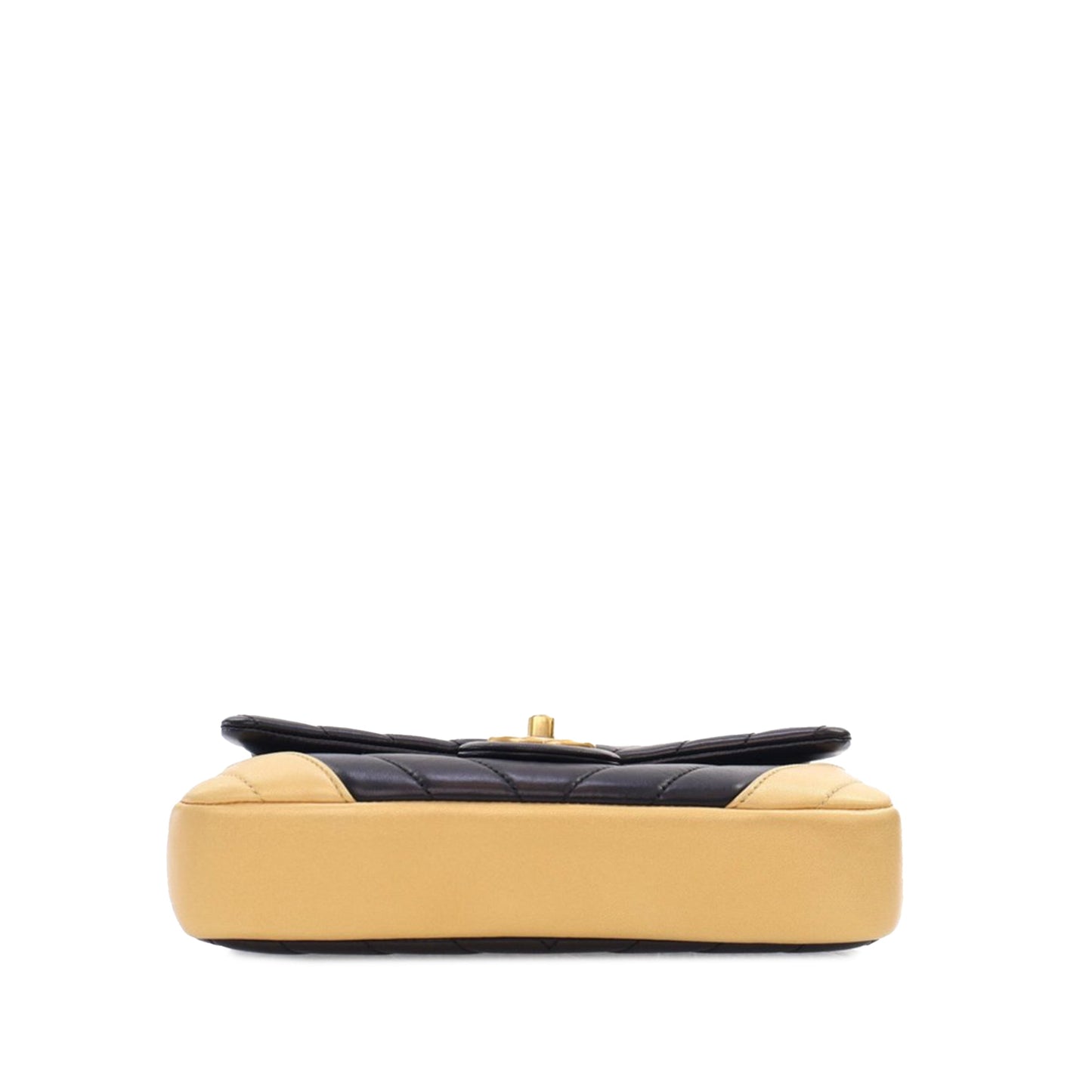 Black Chanel Small Bicolor Chevron Lambskin Single Flap Shoulder Bag