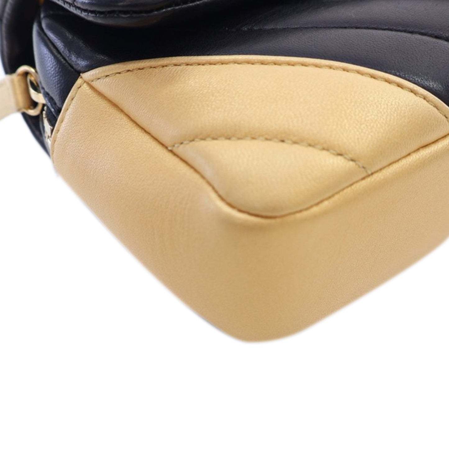 Black Chanel Small Bicolor Chevron Lambskin Single Flap Shoulder Bag