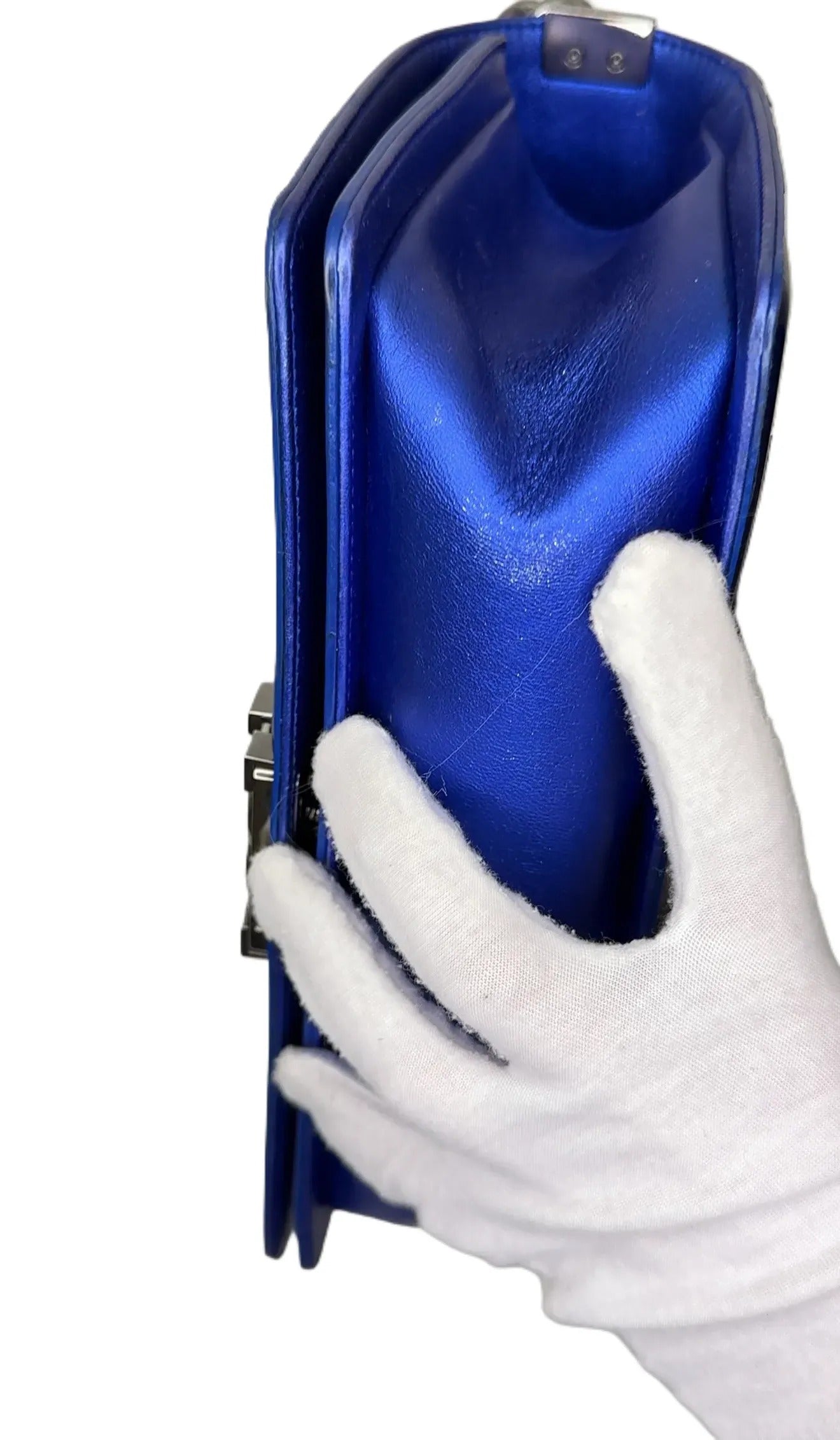 Chanel Large Patent Boy Bag - Blue Shoulder Bags B18-01