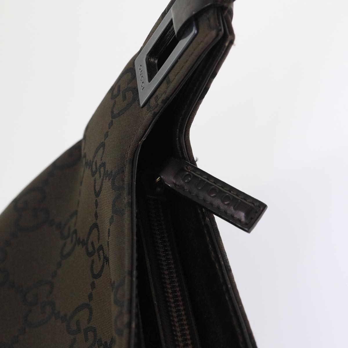 GUCCI GG Canvas Shoulder Bag Nylon Brown 0013102  46114