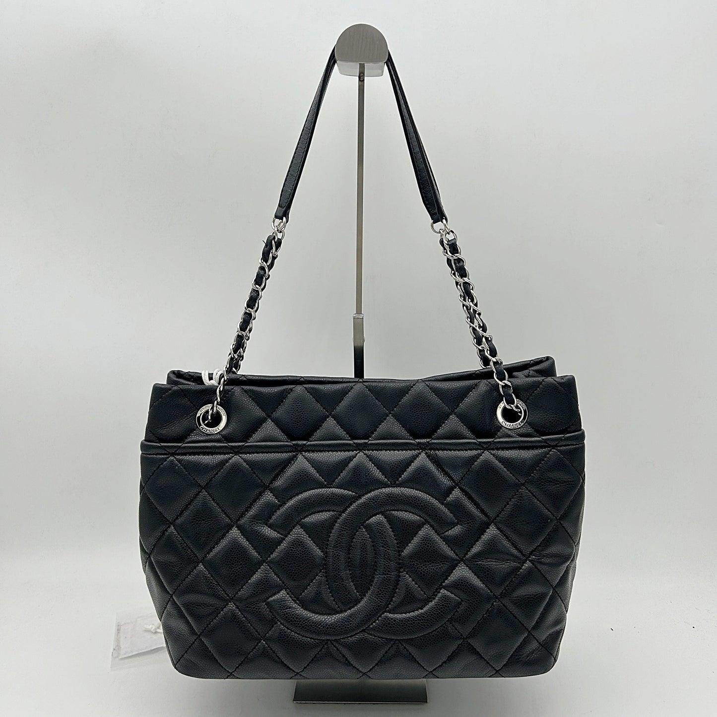 CHANEL Caviar Quilted CC Timeless Soft Tote Black LA27290