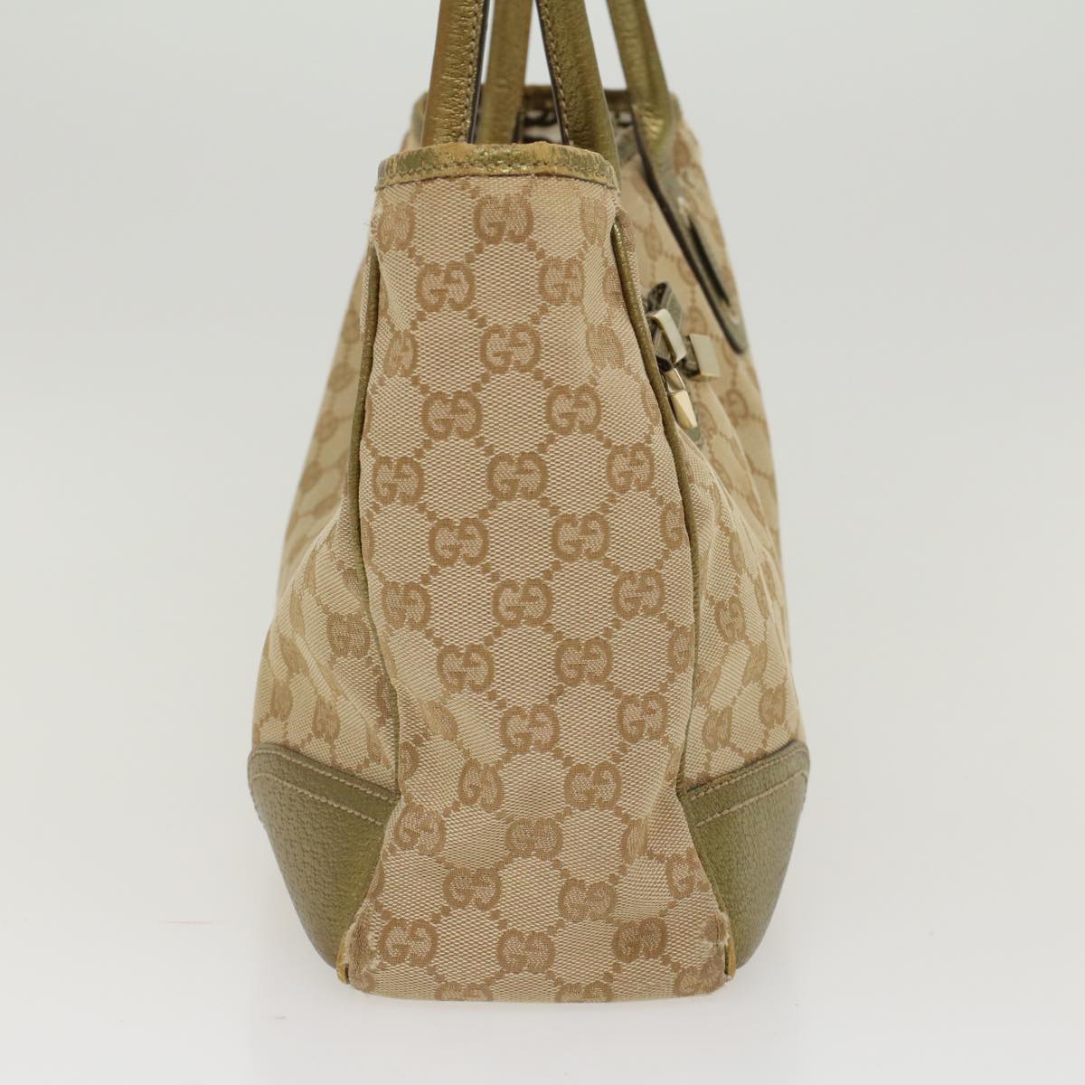 GUCCI GG Canvas Shoulder Bag Leather Beige Gold 168805  47525