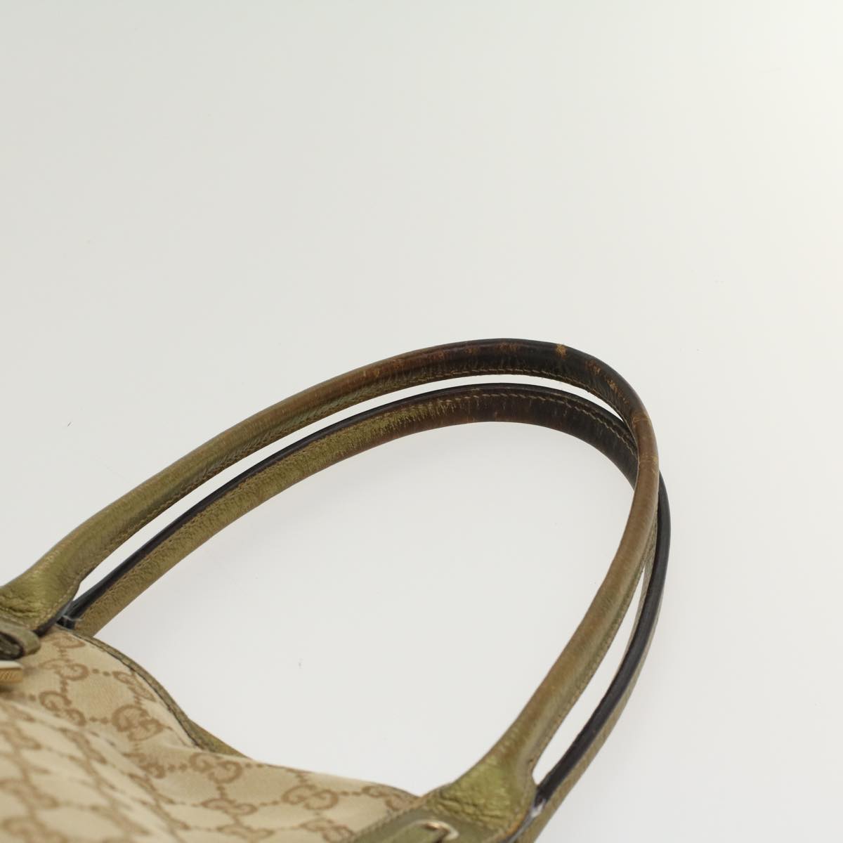GUCCI GG Canvas Shoulder Bag Leather Beige Gold 168805  47525