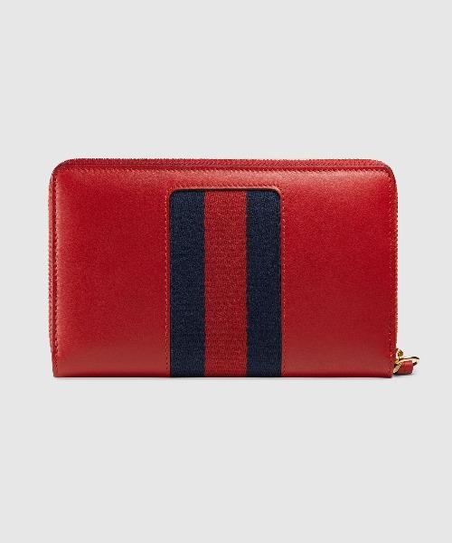 Gucci SyLouis Vuittonie Leather Continental Wallet Hibiscus Red