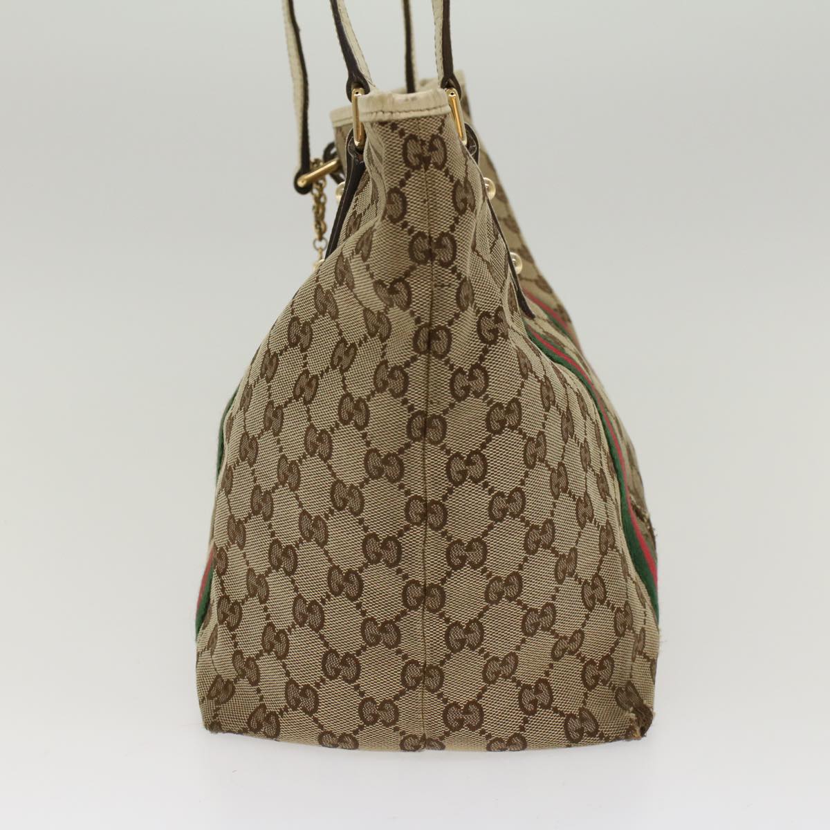 GUCCI GG Canvas Web Sherry Line Shoulder Bag Beige Red Green 139260  47709