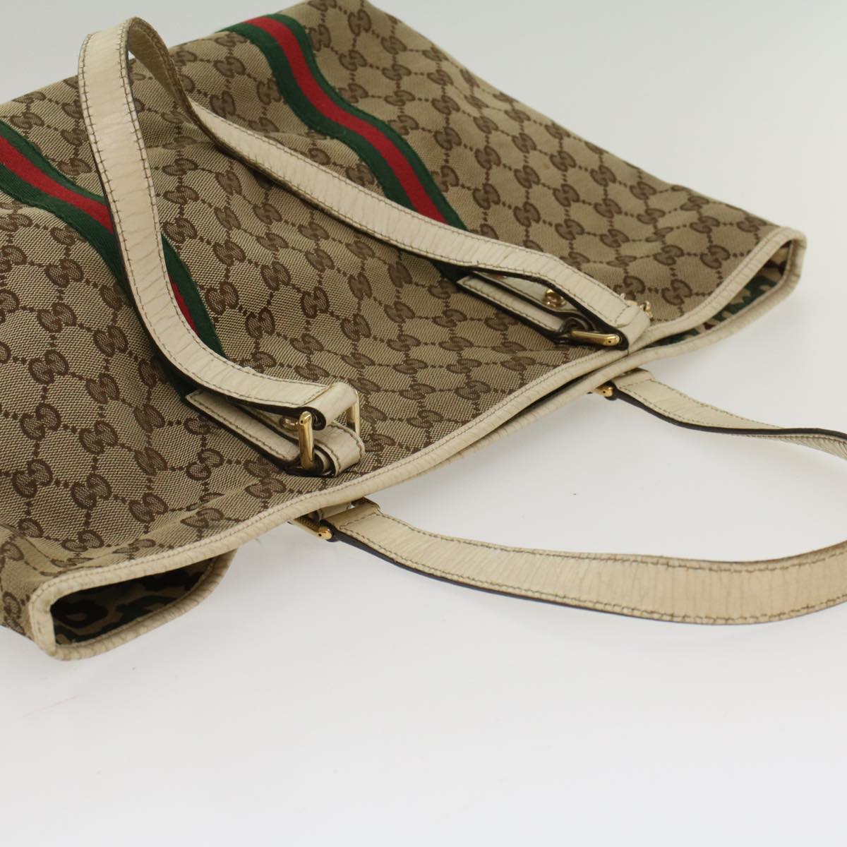 GUCCI GG Canvas Web Sherry Line Shoulder Bag Beige Red Green 139260  47709