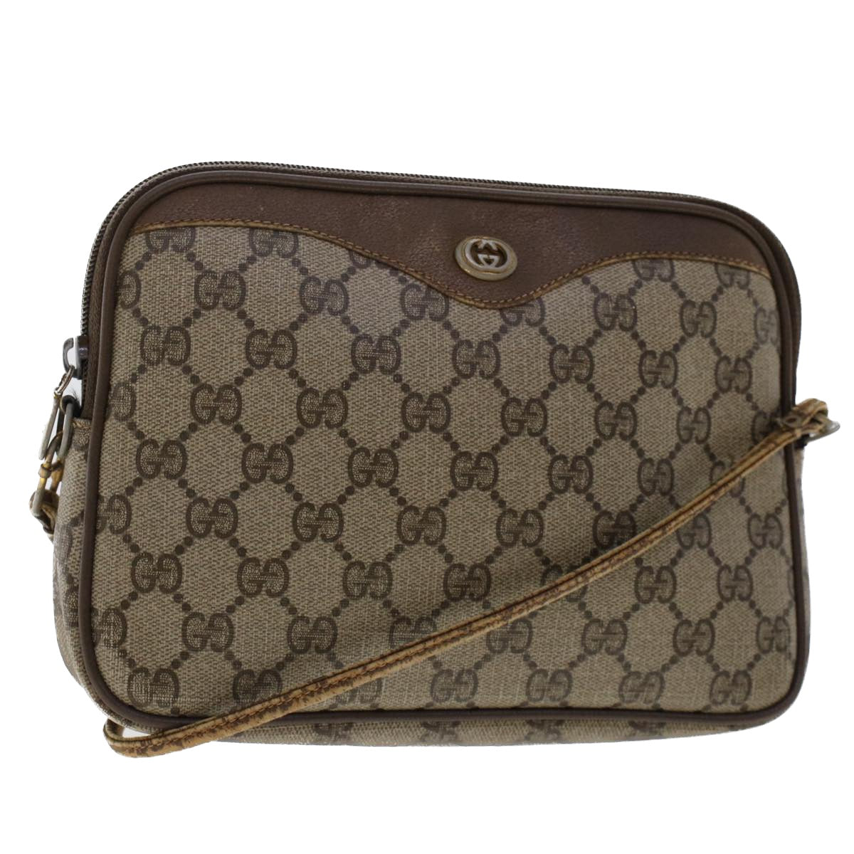GUCCI GG Canvas Shoulder Bag PVC Leather Beige  48136