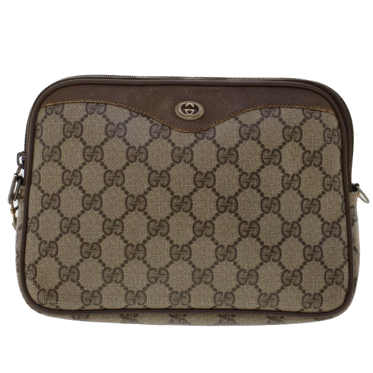 GUCCI GG Canvas Shoulder Bag PVC Leather Beige  48136