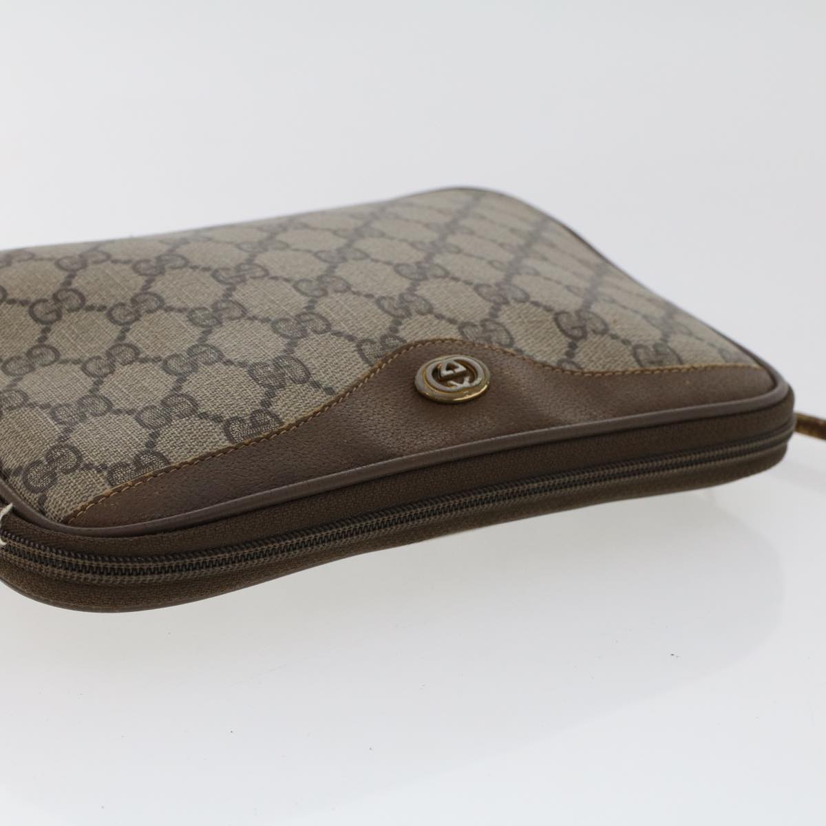 GUCCI GG Canvas Shoulder Bag PVC Leather Beige  48136