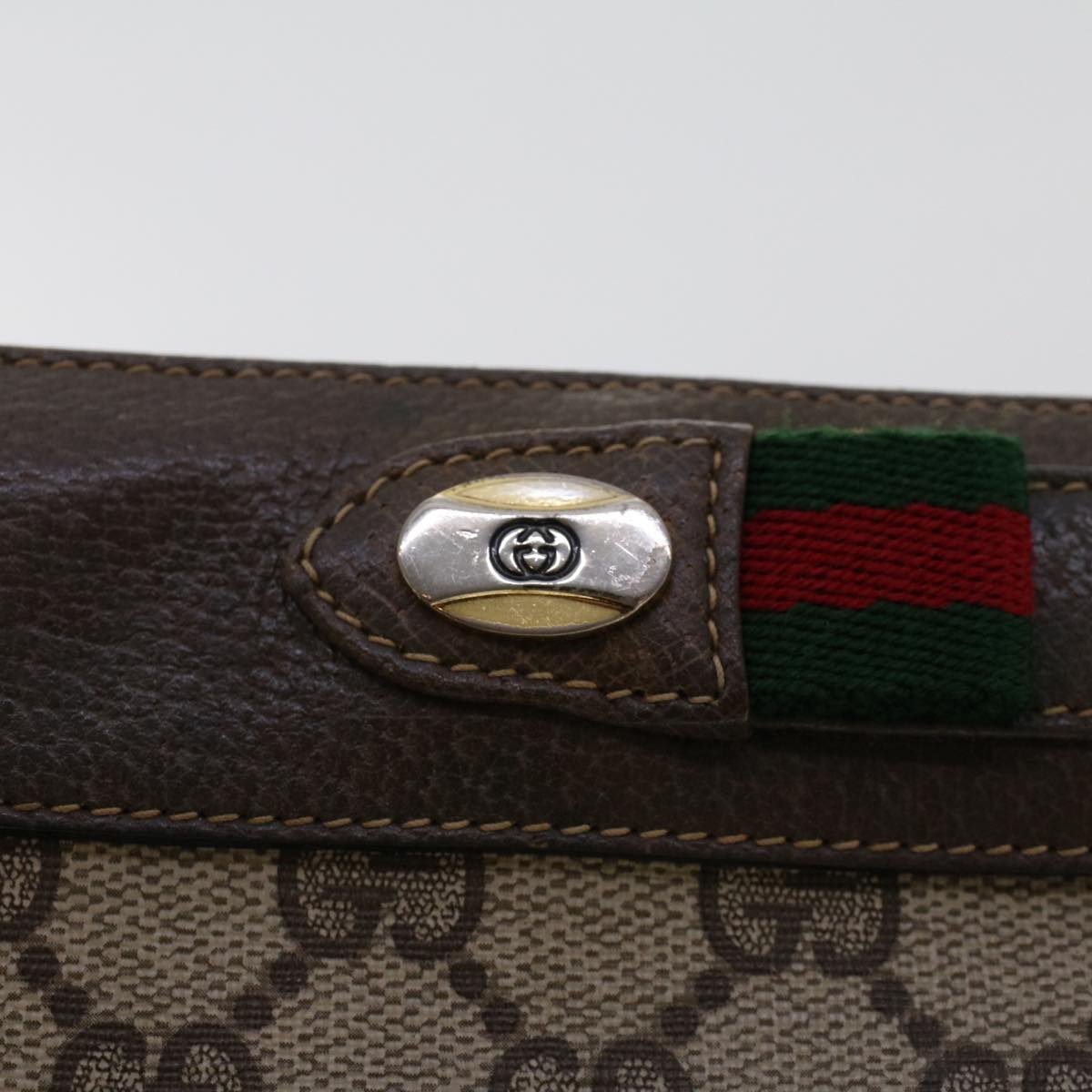 GUCCI GG Canvas Web Sherry Line Shoulder Bag Beige Red 904.02.035..  48148