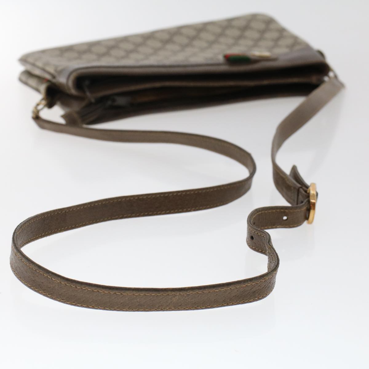 GUCCI GG Canvas Web Sherry Line Shoulder Bag Beige Red 904.02.035..  48148