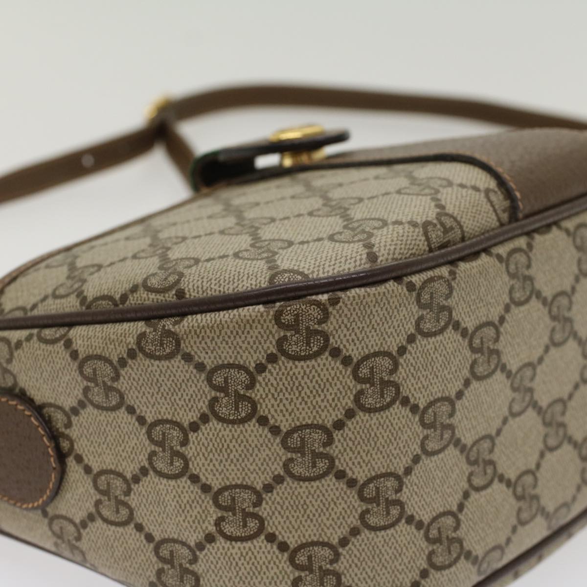GUCCI GG Canvas Web Sherry Line Shoulder Bag Beige Green 39.02.032  48249