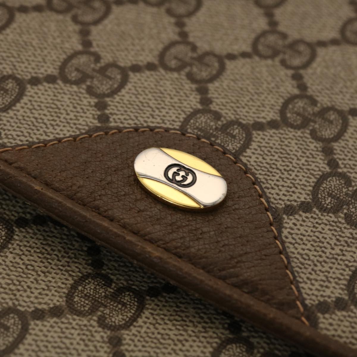 GUCCI GG Canvas Shoulder Bag PVC Leather Beige  48599